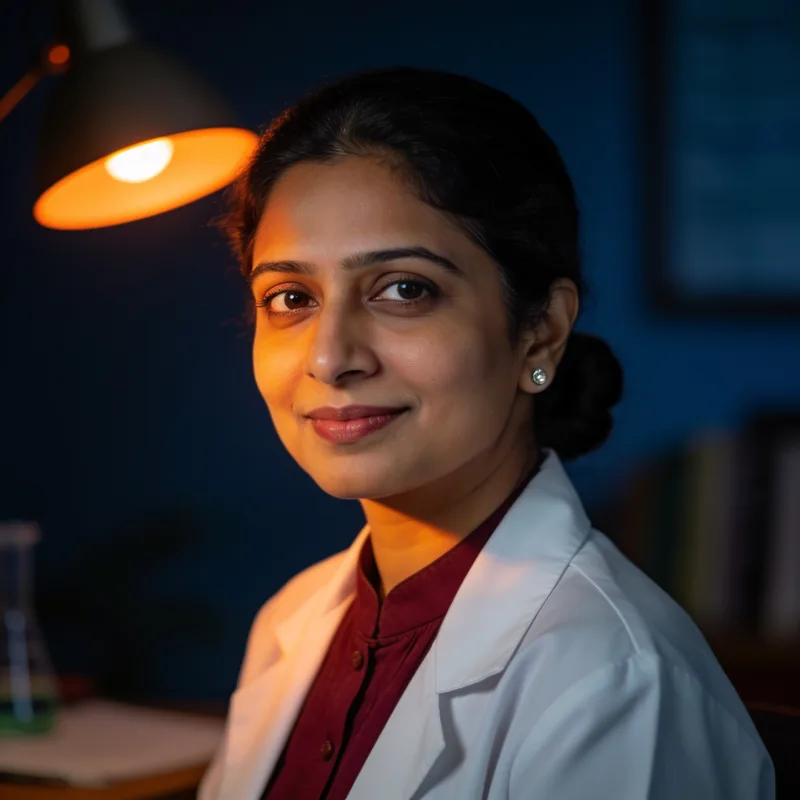 Portrait of Meera, a biology teacher